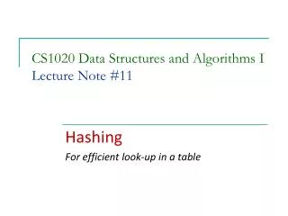 CS1020 Data Structures and Algorithms I Lecture Note #11