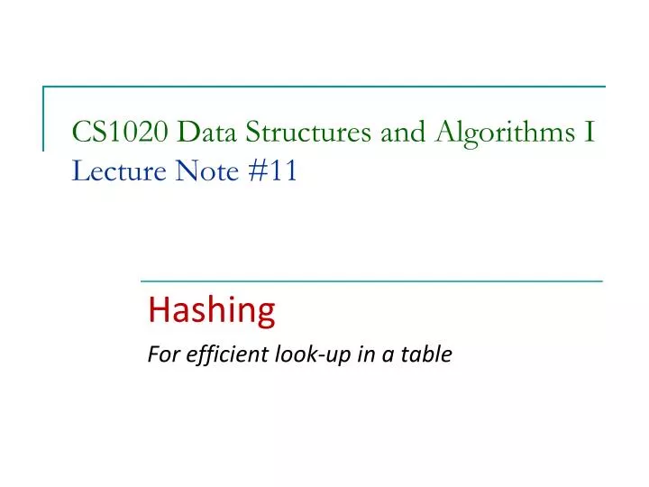 cs1020 data structures and algorithms i lecture note 11