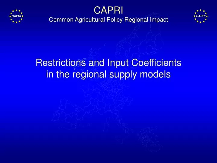 restrictions and input coefficients in the regional supply models