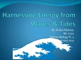 Harnessing Energy from Waves &amp; Tides