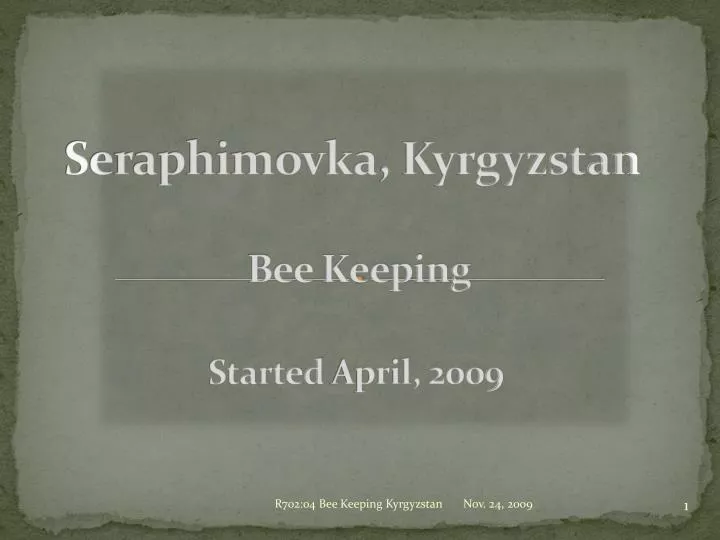 seraphimovka kyrgyzstan bee keeping started april 2009