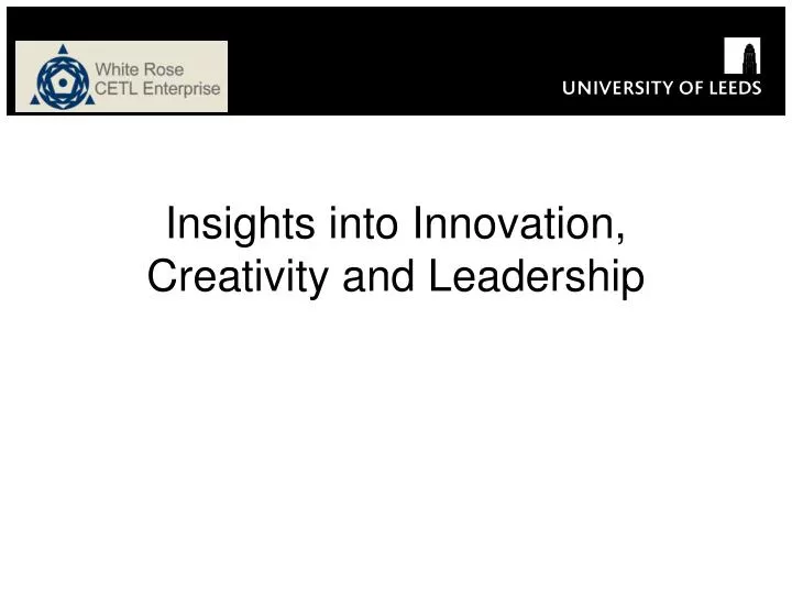 insights into innovation creativity and leadership