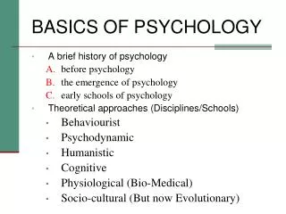 BASICS OF PSYCHOLOGY