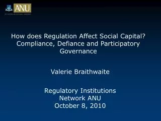 How does Regulation Affect Social Capital? Compliance, Defiance and Participatory Governance