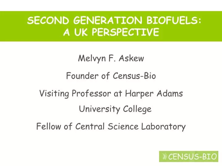 second generation biofuels a uk perspective