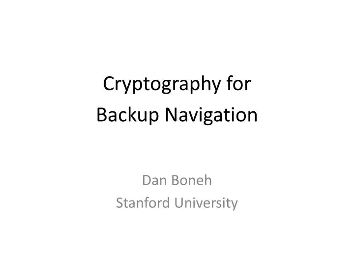 cryptography for backup navigation