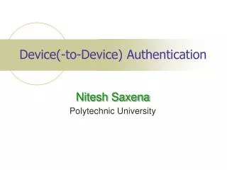 Device(-to-Device) Authentication