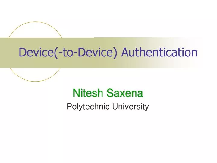 device to device authentication