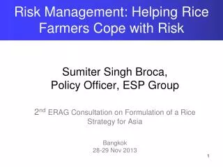 Risk Management: Helping Rice Farmers Cope with Risk