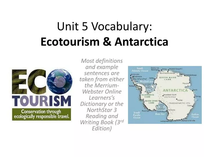 unit 5 vocabulary ecotourism antarctica