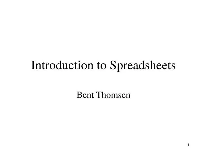 introduction to spreadsheets