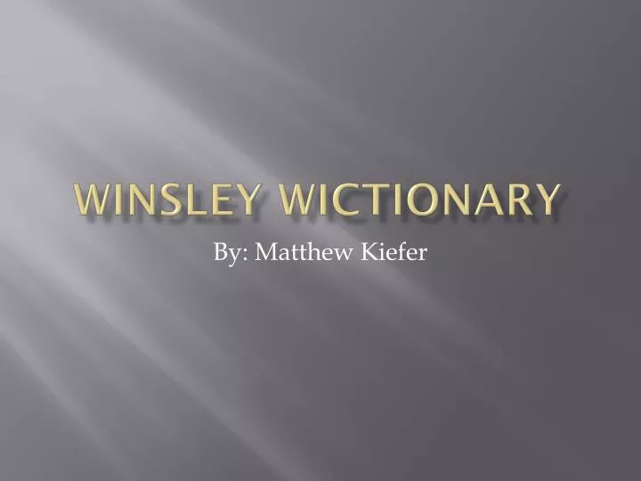 winsley wictionary
