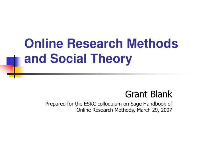online research methods and social theory