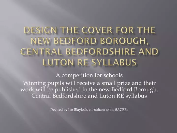 design the cover for the new bedford borough central bedfordshire and luton re syllabus