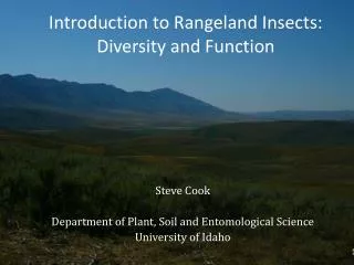 Introduction to Rangeland Insects: Diversity and Function