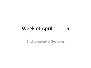 Week of April 11 - 15