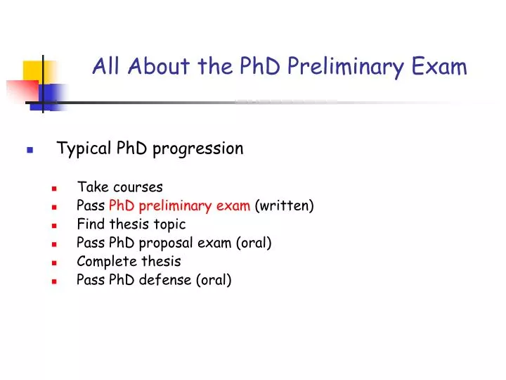 all about the phd preliminary exam