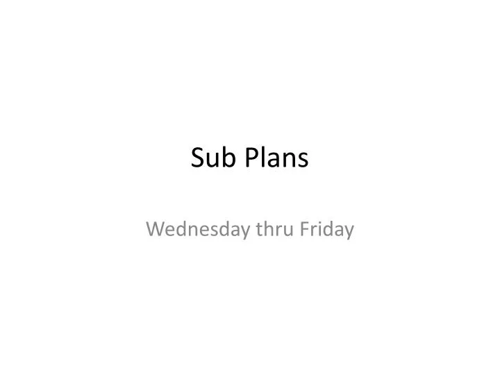 sub plans