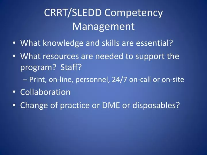 crrt sledd competency management