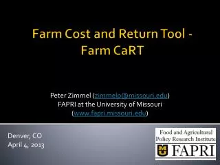 Farm Cost and Return Tool - Farm CaRT