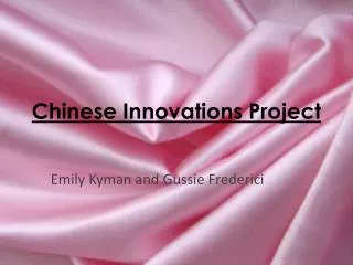 Chinese Innovations Project