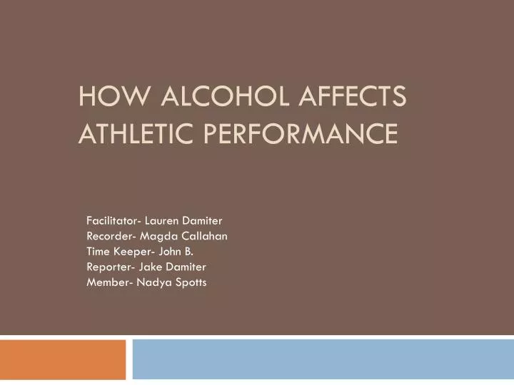 how alcohol affects athletic performance