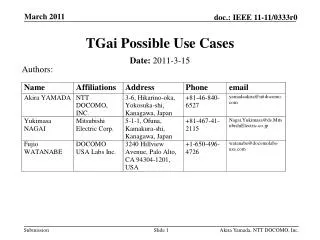 TGai Possible Use Cases