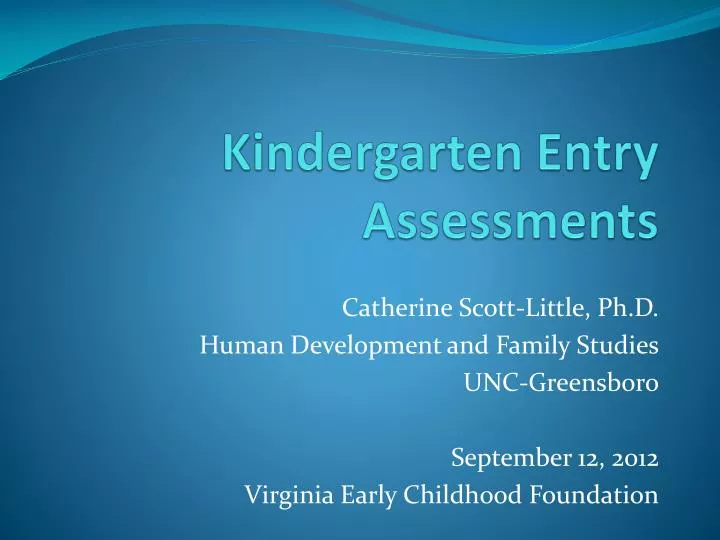 kindergarten entry assessments
