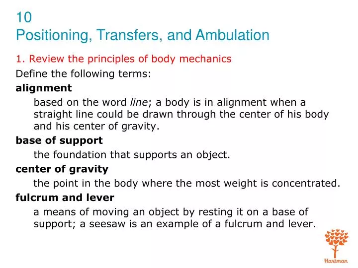 1 review the principles of body mechanics