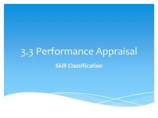 3.3 Performance Appraisal