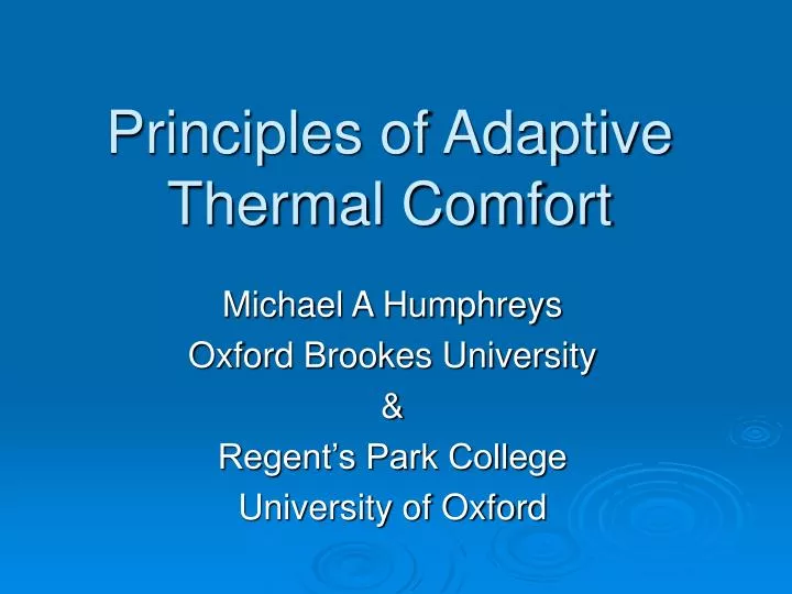 principles of adaptive thermal comfort