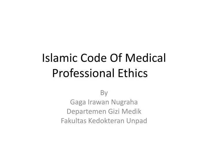 islamic code of medical professional ethics