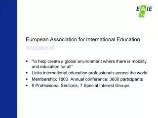 European Association for International Education eaie.nl