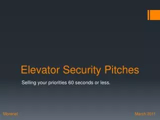 Elevator Security Pitches