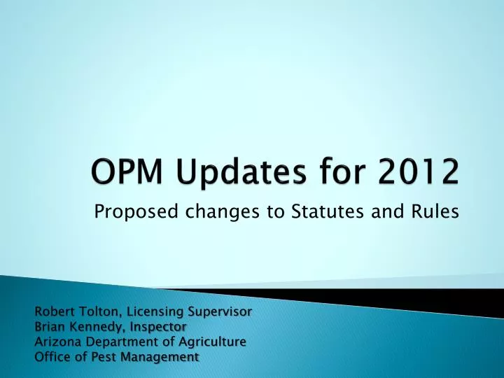 opm updates for 2012