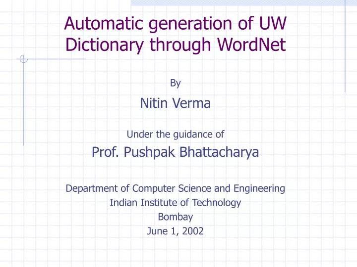 automatic generation of uw dictionary through wordnet