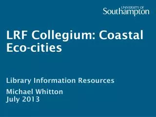 LRF Collegium: Coastal Eco-cities