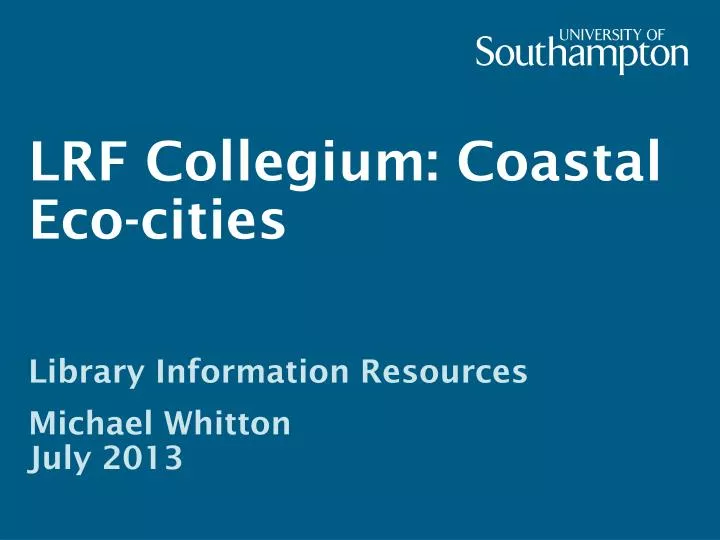 lrf collegium coastal eco cities