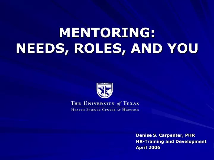mentoring needs roles and you