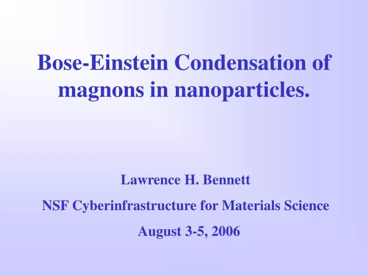 bose einstein condensation of magnons in nanoparticles