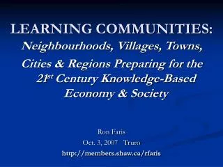 LEARNING COMMUNITIES: