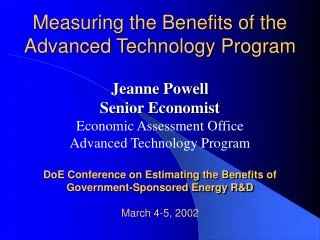 Measuring the Benefits of the Advanced Technology Program