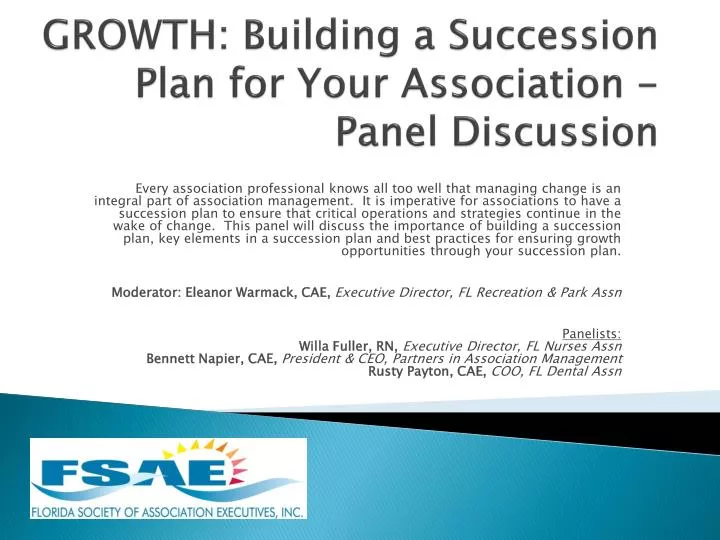 growth building a succession plan for your association panel discussion