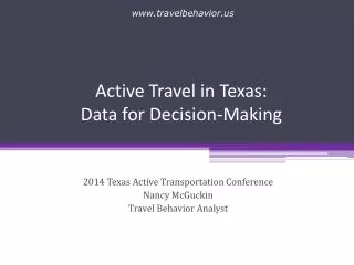 Active Travel in Texas: Data for Decision-Making
