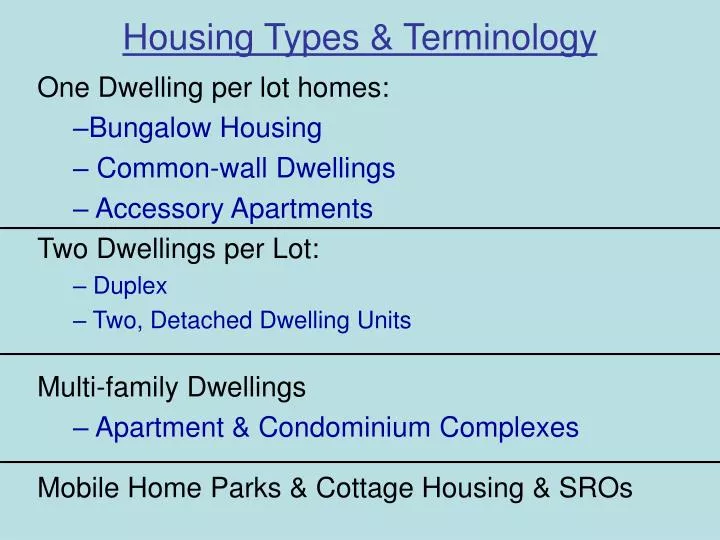 housing types terminology