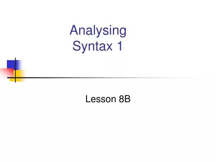 analysing syntax 1