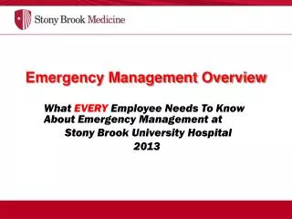 Emergency Management Overview