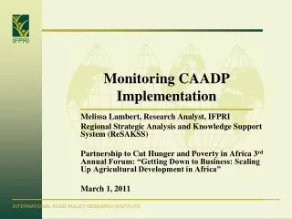 Monitoring CAADP Implementation