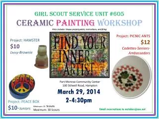 Girl Scout Service unit #605 Ceramic Painting Workshop