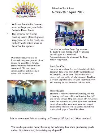 Friends of Beck Row Newsletter April 2012